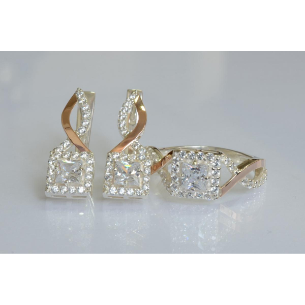 Серебряный набор с золотыми пластинами (190)