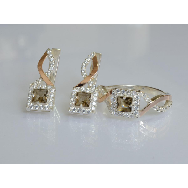 Серебряный набор с золотыми пластинами (190)