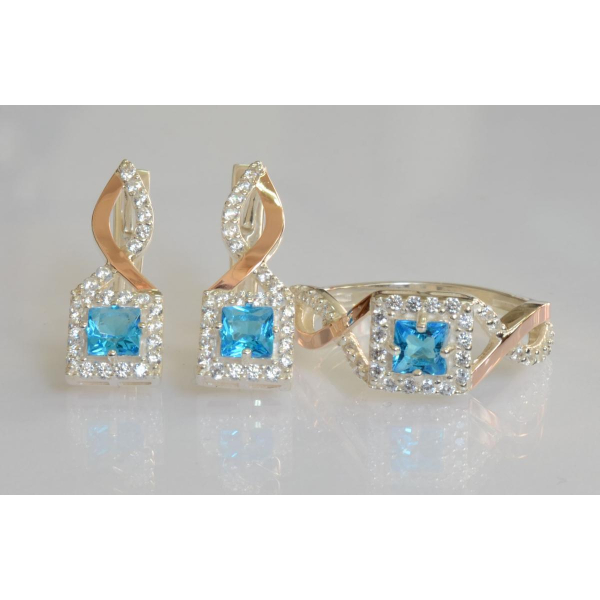 Серебряный набор с золотыми пластинами (190)