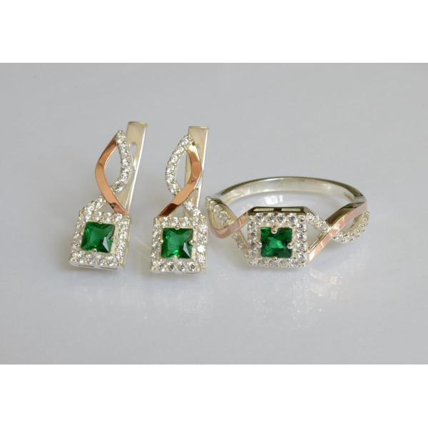 Серебряный набор с золотыми пластинами (190)