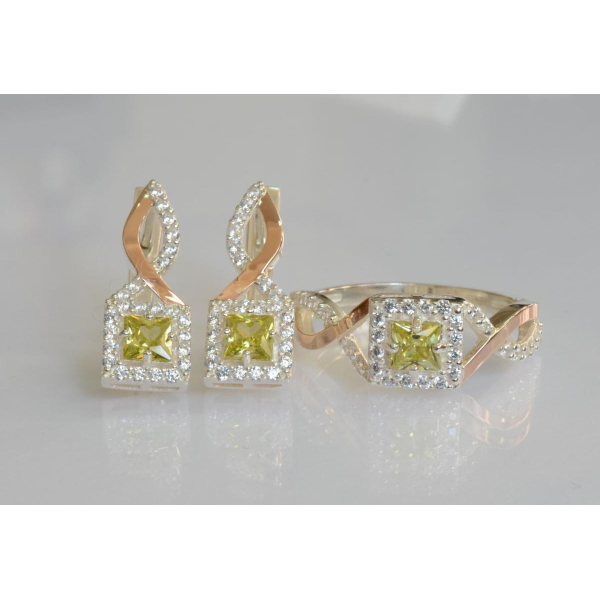 Серебряный набор с золотыми пластинами (190)