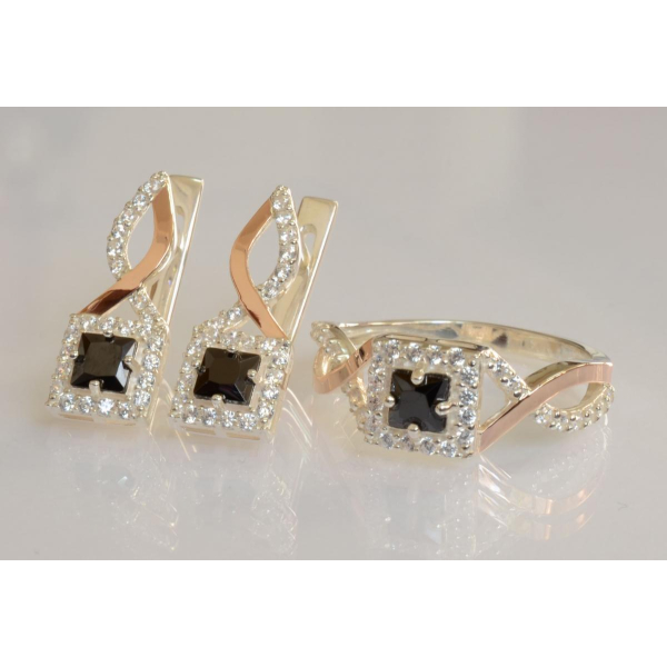 Серебряный набор с золотыми пластинами (190)