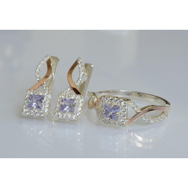 Серебряный набор с золотыми пластинами (190)