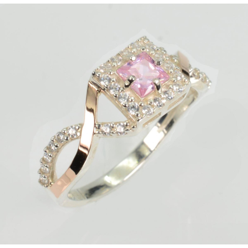 Серебряное кольцо с золотыми вставками