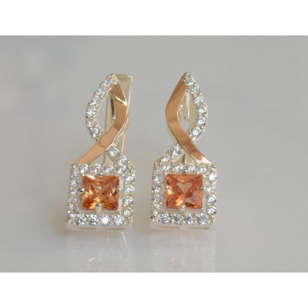 Серебряные серьги с золотыми пластинами (190с)