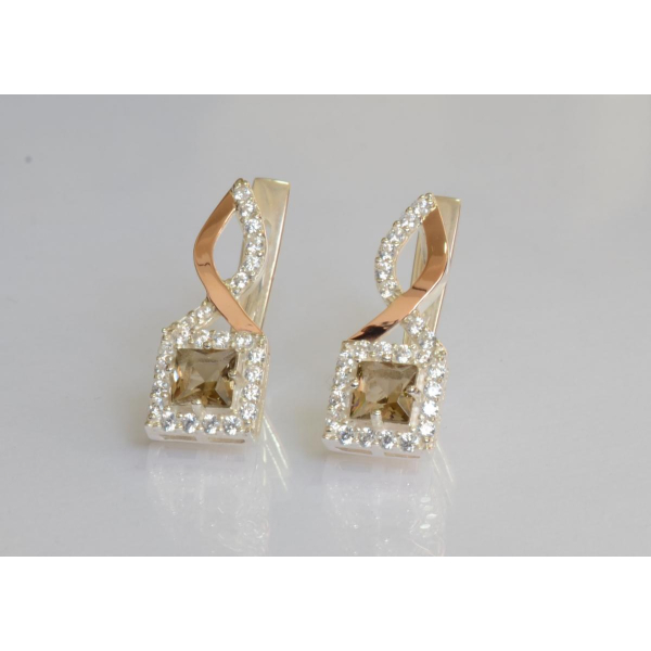 Серебряные серьги с золотыми пластинами (190с)