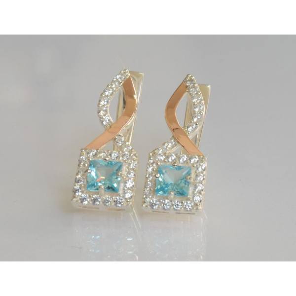 Серебряные серьги с золотыми пластинами (190с)