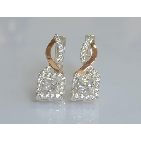 Серебряные серьги с золотыми пластинами (190с)