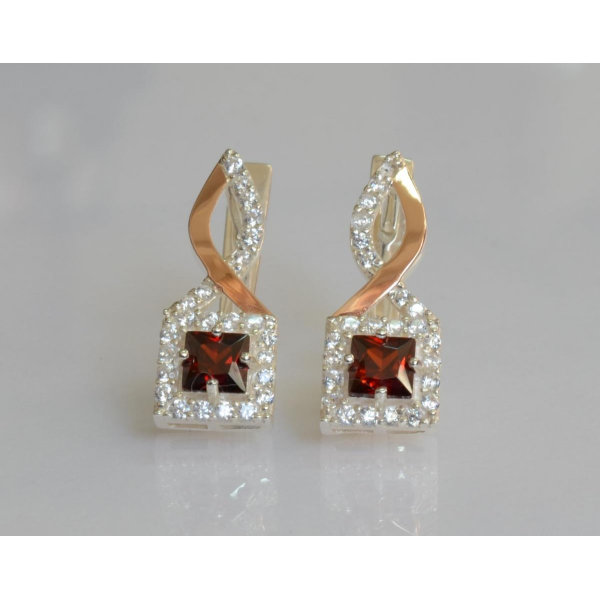 Серебряные серьги с золотыми пластинами (190с)