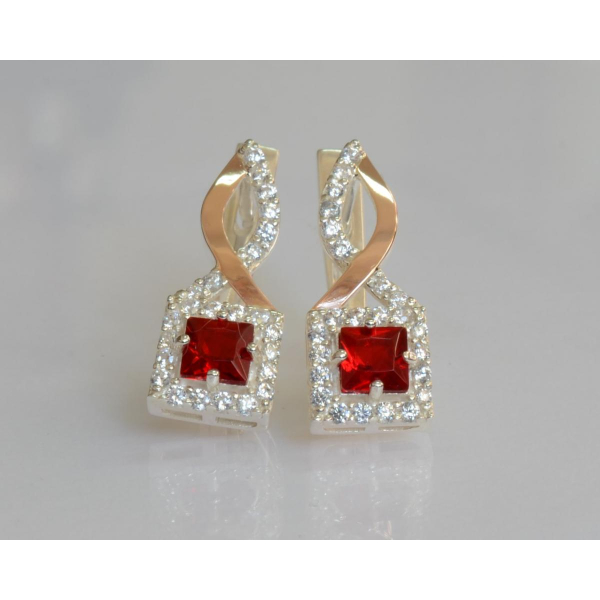 Серебряные серьги с золотыми пластинами (190с)