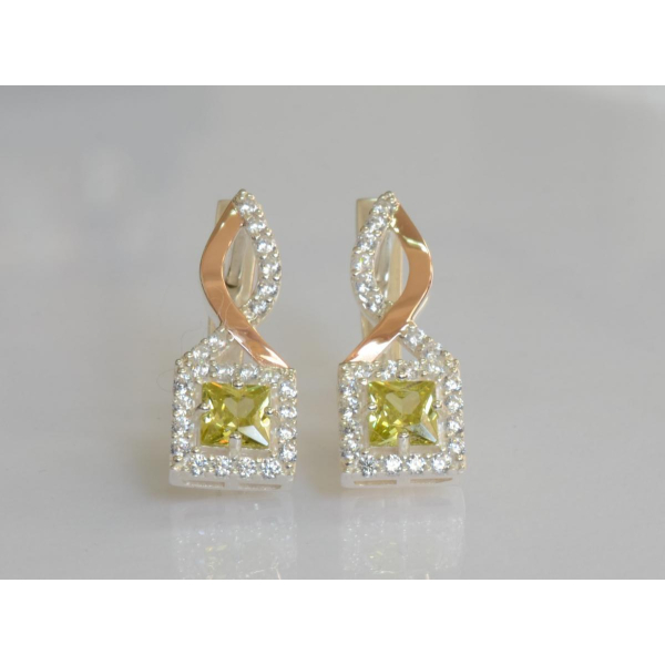 Серебряные серьги с золотыми пластинами (190с)