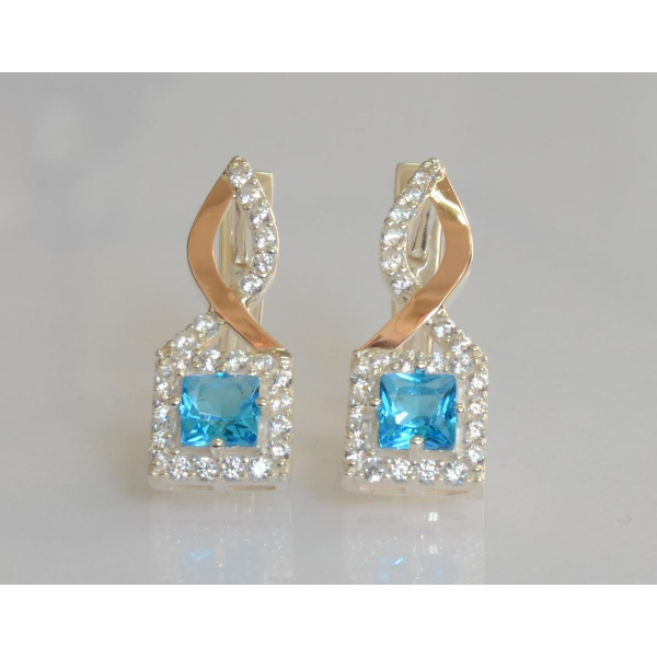 Серебряные серьги с золотыми пластинами (190с)