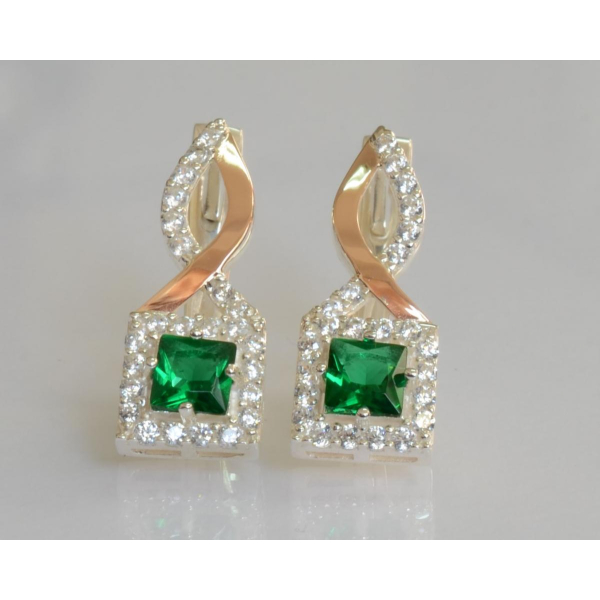 Серебряные серьги с золотыми пластинами (190с)