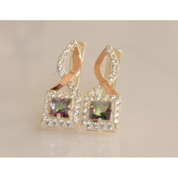 Серебряные серьги с золотыми пластинами (190с)