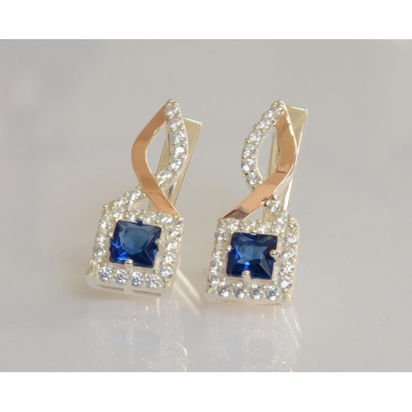 Серебряные серьги с золотыми пластинами (190с)