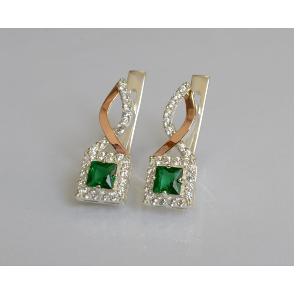 Серебряные серьги с золотыми пластинами (190с)