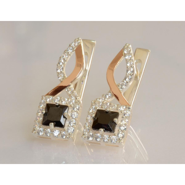 Серебряные серьги с золотыми пластинами (190с)