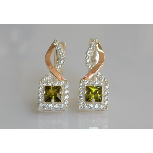 Серебряные серьги с золотыми пластинами (190с)