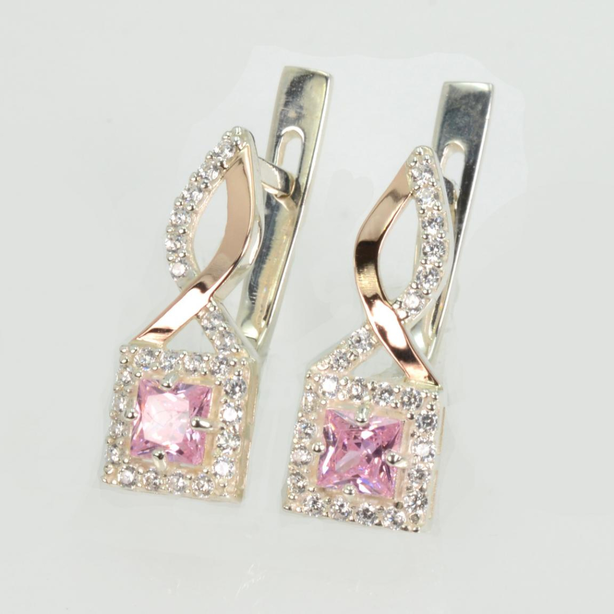 Серебряные серьги с золотыми пластинами (190с)