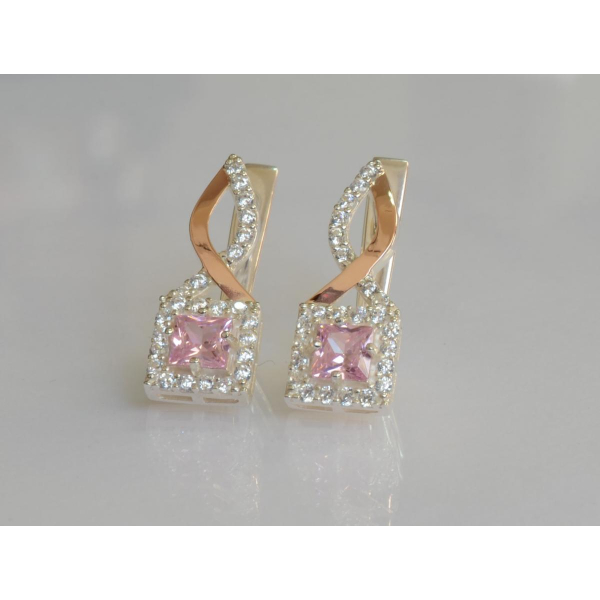 Серебряные серьги с золотыми пластинами (190с)