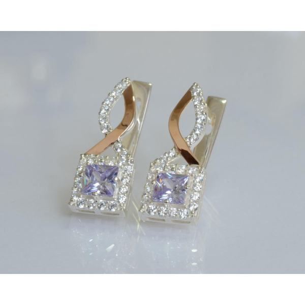 Серебряные серьги с золотыми пластинами (190с)