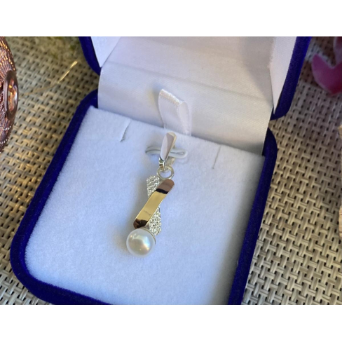 Серебряная подвеска с золотими вставками