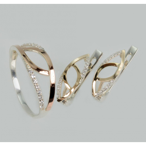 Серебряный набор с золотыми пластинами