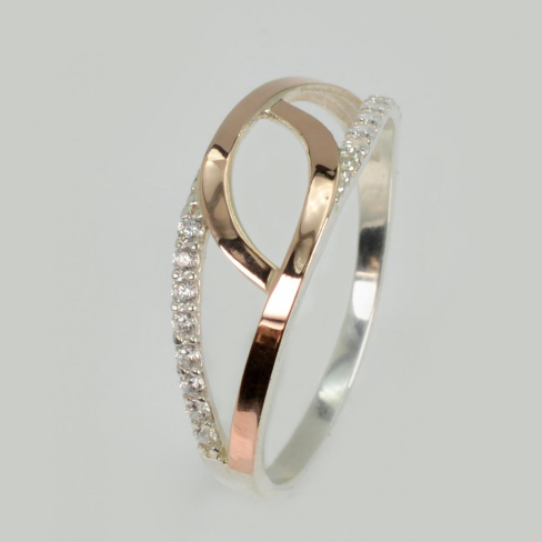 Серебряное кольцо с золотыми вставками