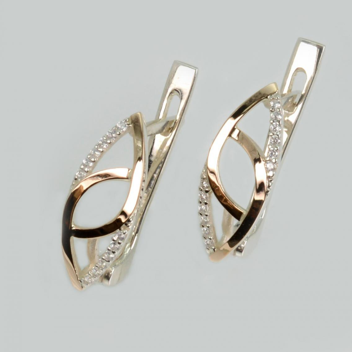 Серебряные серьги с золотыми пластинами (192с)