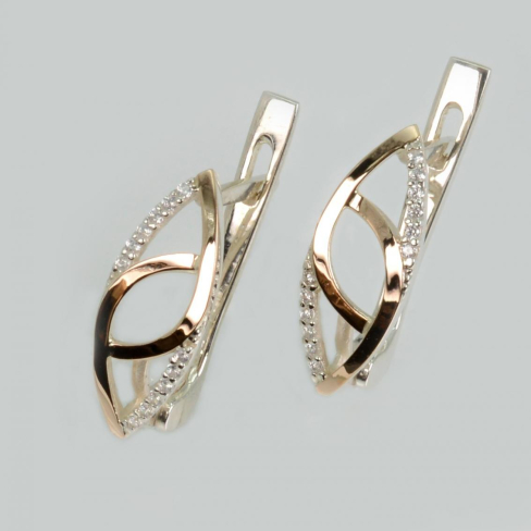 Серебряные серьги с золотыми пластинами