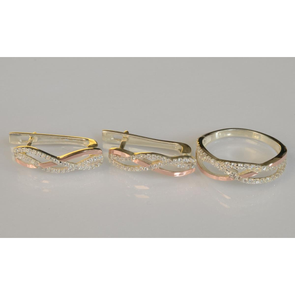 Серебряный набор с золотыми пластинами (193)