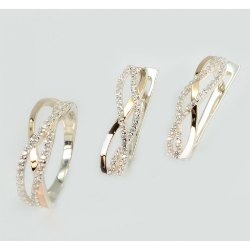 Срібний набір з золотими пластинами