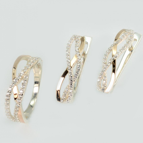 Серебряный набор с золотыми пластинами