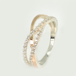 Серебряное кольцо с золотыми вставками