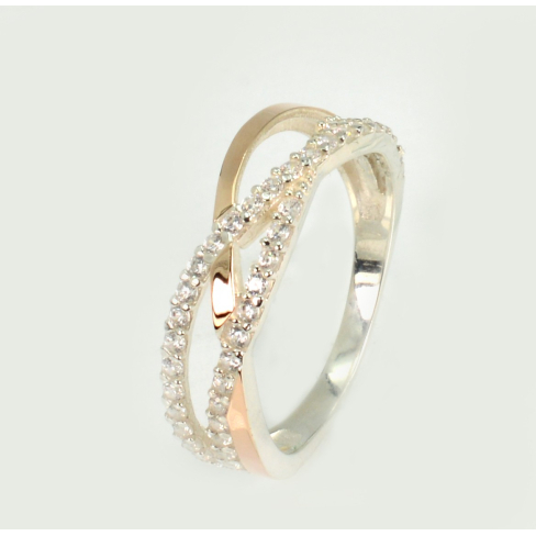 Серебряное кольцо с золотыми вставками