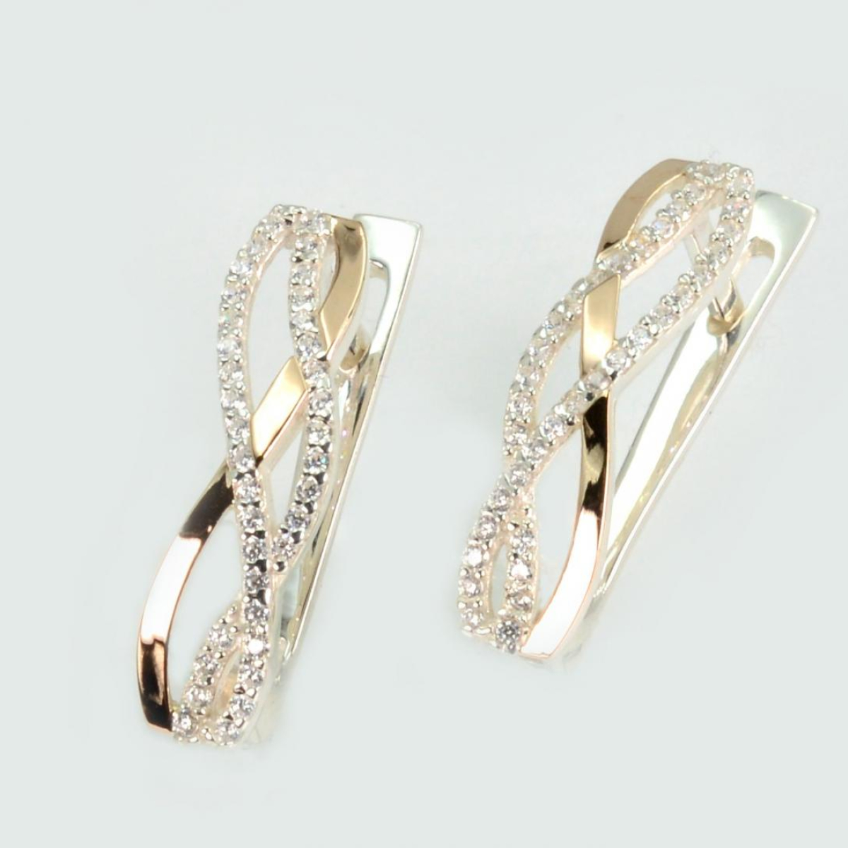 Срібні сережки з золотими пластинами (193с)