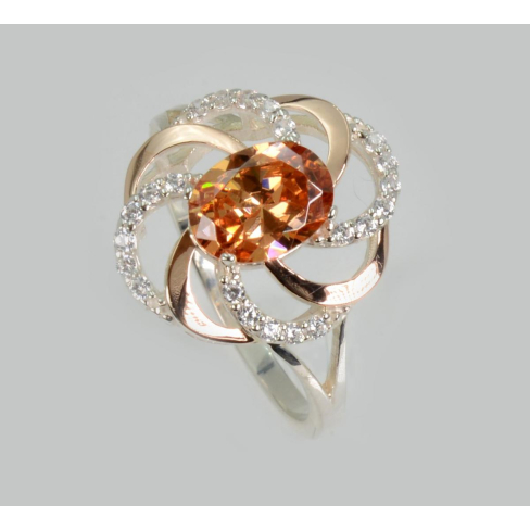 Срібна каблучка з золотими вставками