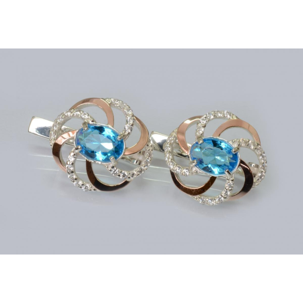 Срібні сережки з золотими пластинами (194с)