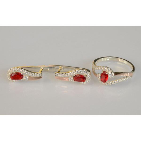 Серебряный набор с золотыми пластинами (195)