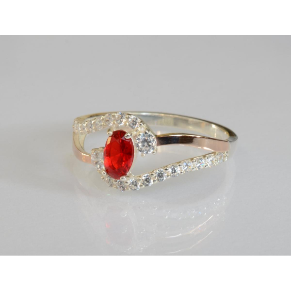 Серебряное кольцо с золотыми вставками (195к)