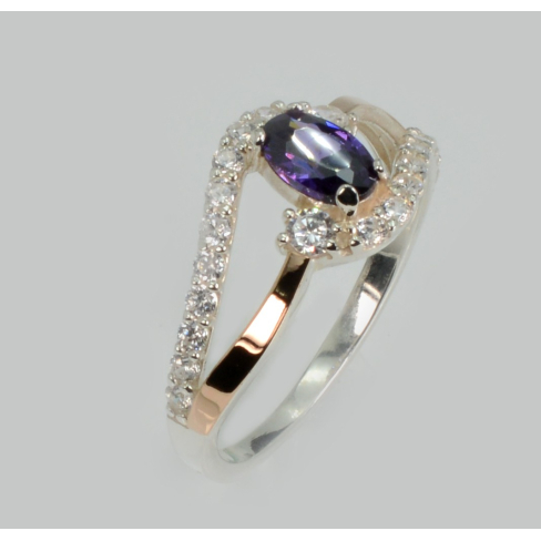 Срібна каблучка з золотими вставками