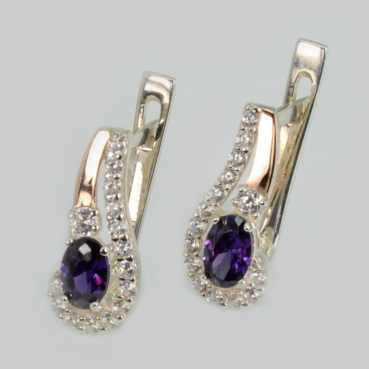 Серебряные серьги с золотыми пластинами (195с)