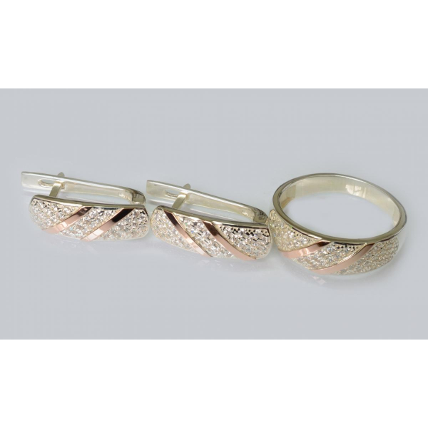 Серебряный набор с золотыми пластинами (196)