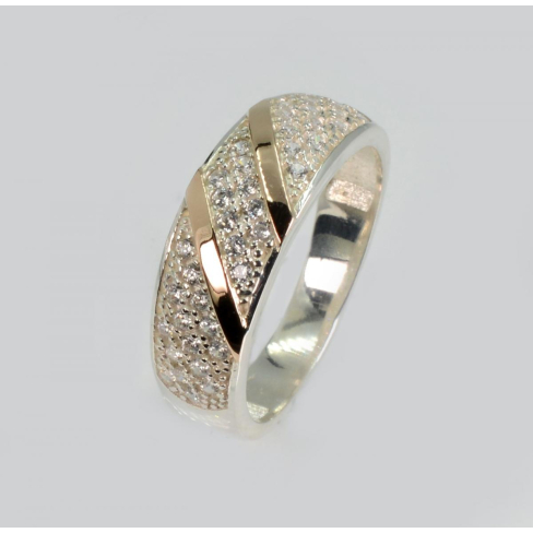 Срібна каблучка з золотими вставками