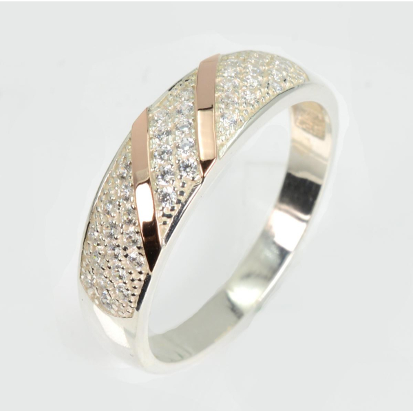 Серебряное кольцо с золотыми вставками (196к)