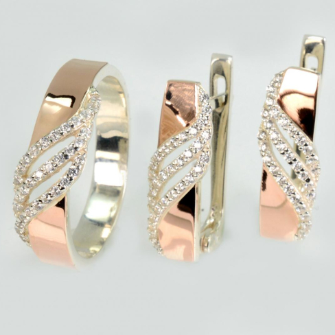 Серебряный набор с золотыми пластинами