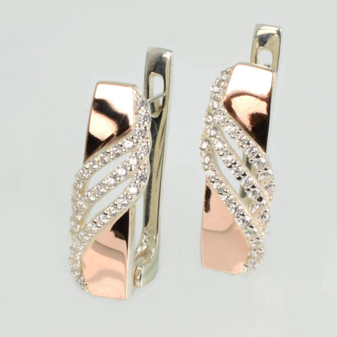 Серебряные серьги с золотыми пластинами