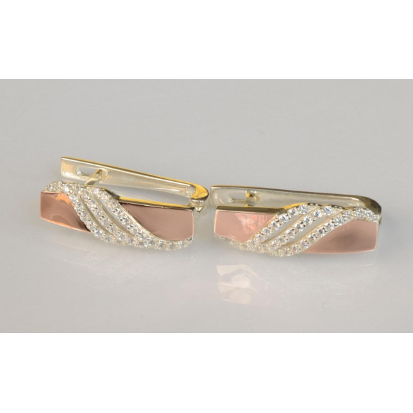 Серебряные серьги с золотыми пластинами (197c)