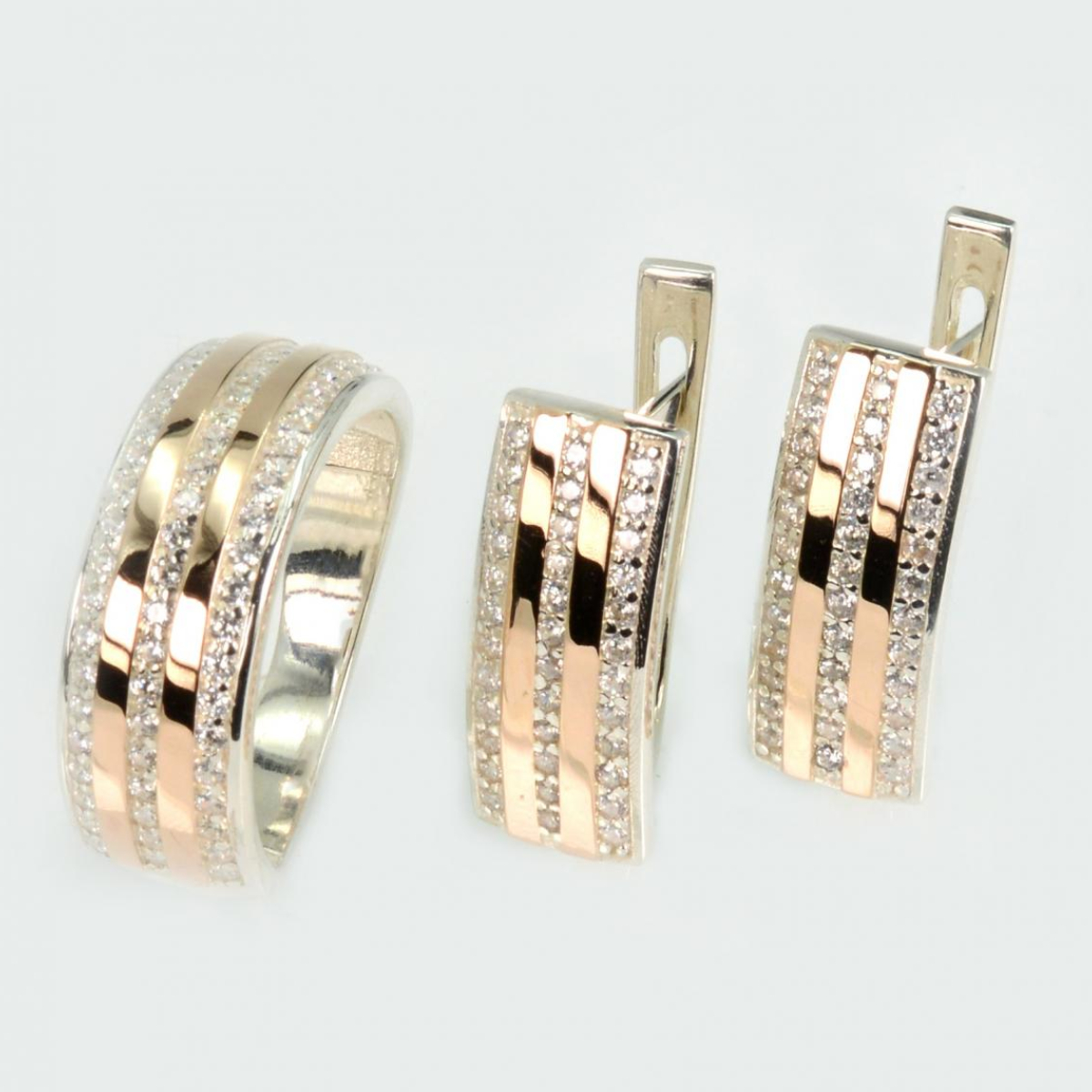 Срібний набір з золотими пластинами (198)