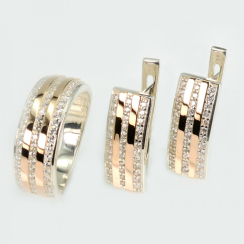 Серебряный набор с золотыми пластинами